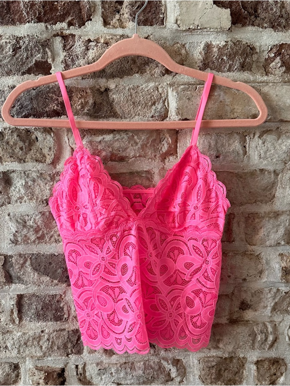 aerie Hot Pink Lace Bralette Cami